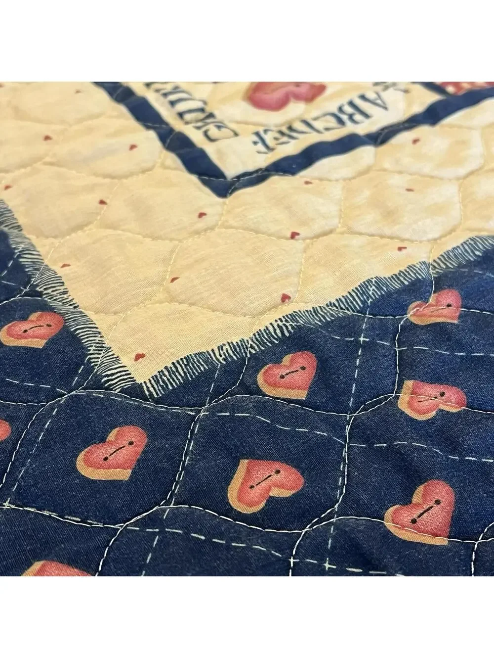 Teddy Bear Bunny Rabbit Vintage Quilted Baby Blanket 34x43 Nursery No Rips